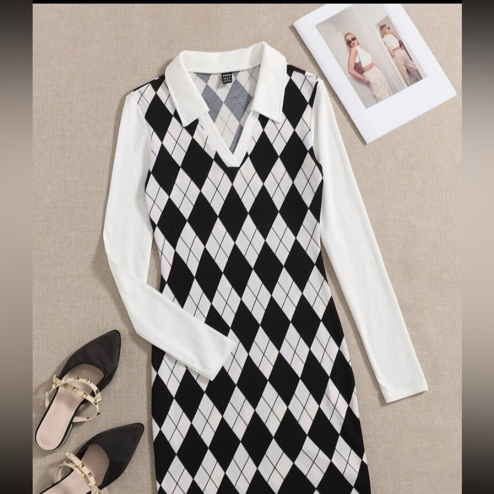 Black and white preppy dress